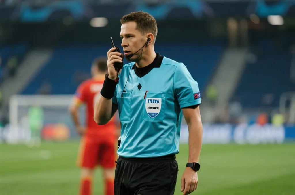 裁判员正在查看视频回放设备